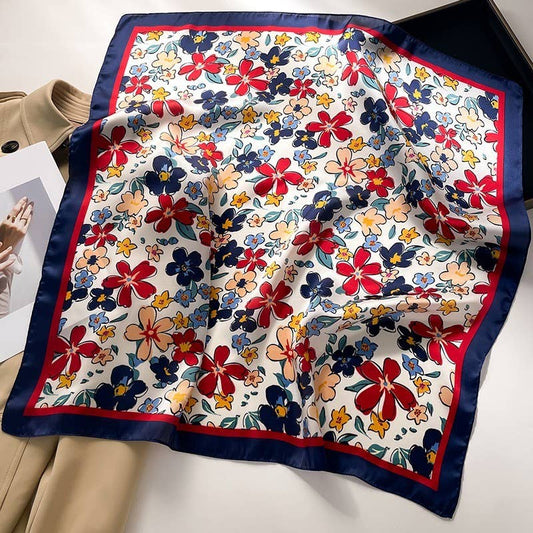 LARGE FLORAL PRINT BANDANA SCARF | 40SC652: NAVY