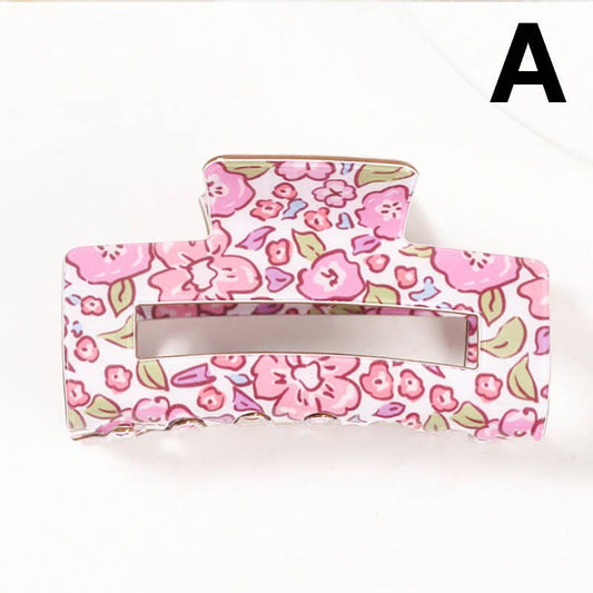 JUMBO FLORAL RECTANGLE HAIR CLAW CLIPS | 40H936: A