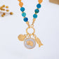 Rainbow Beaded Nautical Charm Necklace | 80N92952: Gold