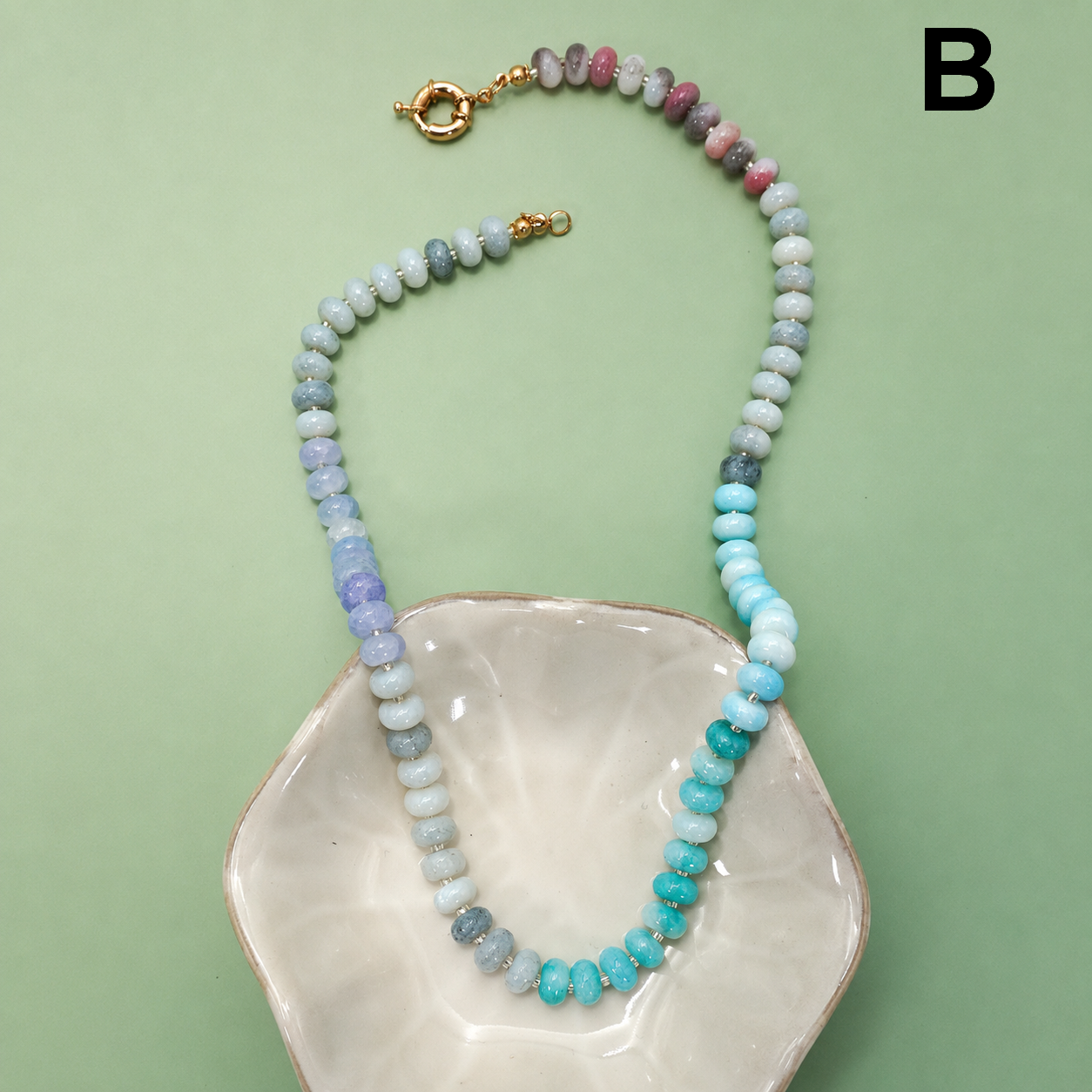 Natural Stone Semi-Precious Glass Mixed Necklace | 40NK9659: A