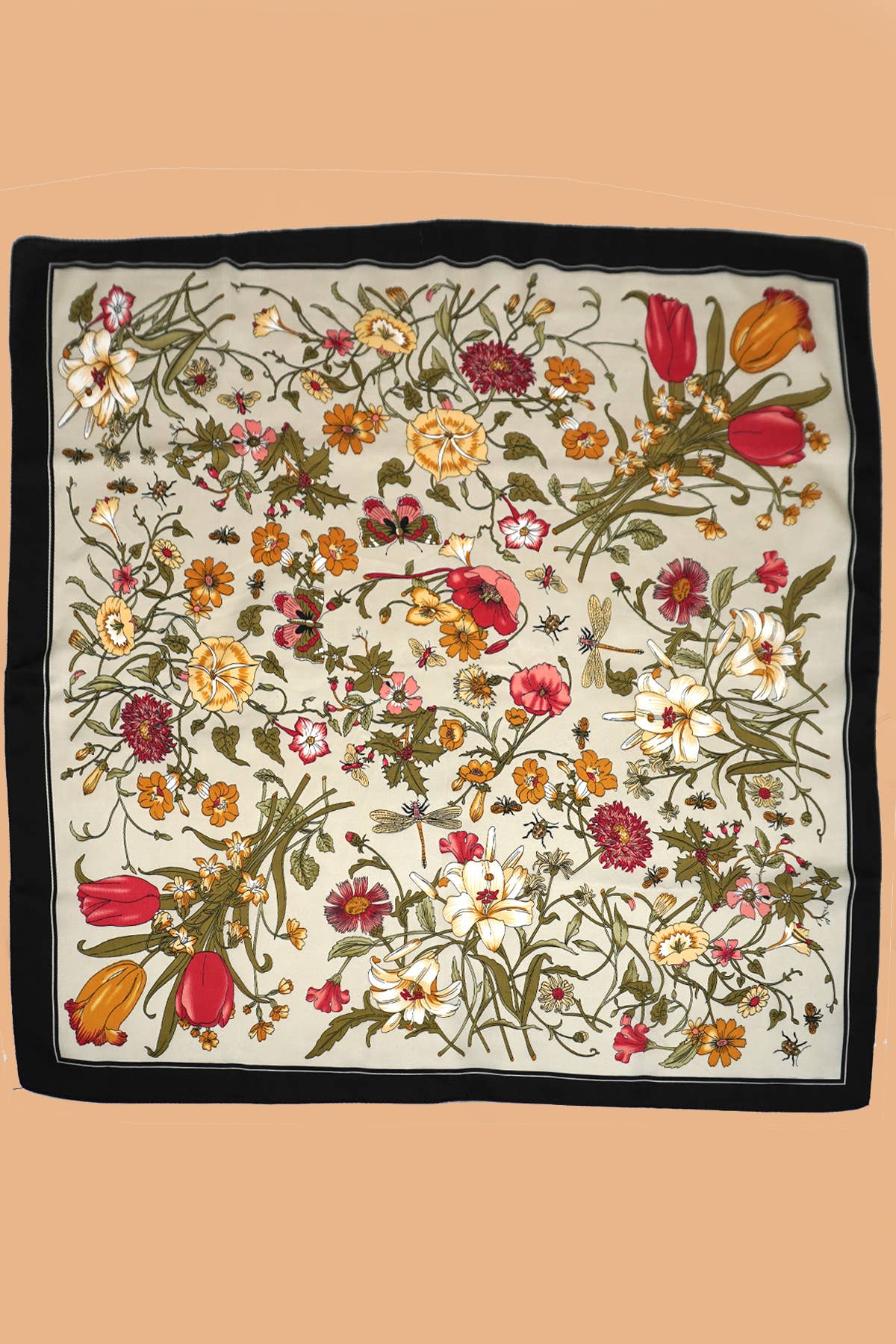 LARGE FLORAL PRINT BANDANA SCARF | 40SC655: NAVY