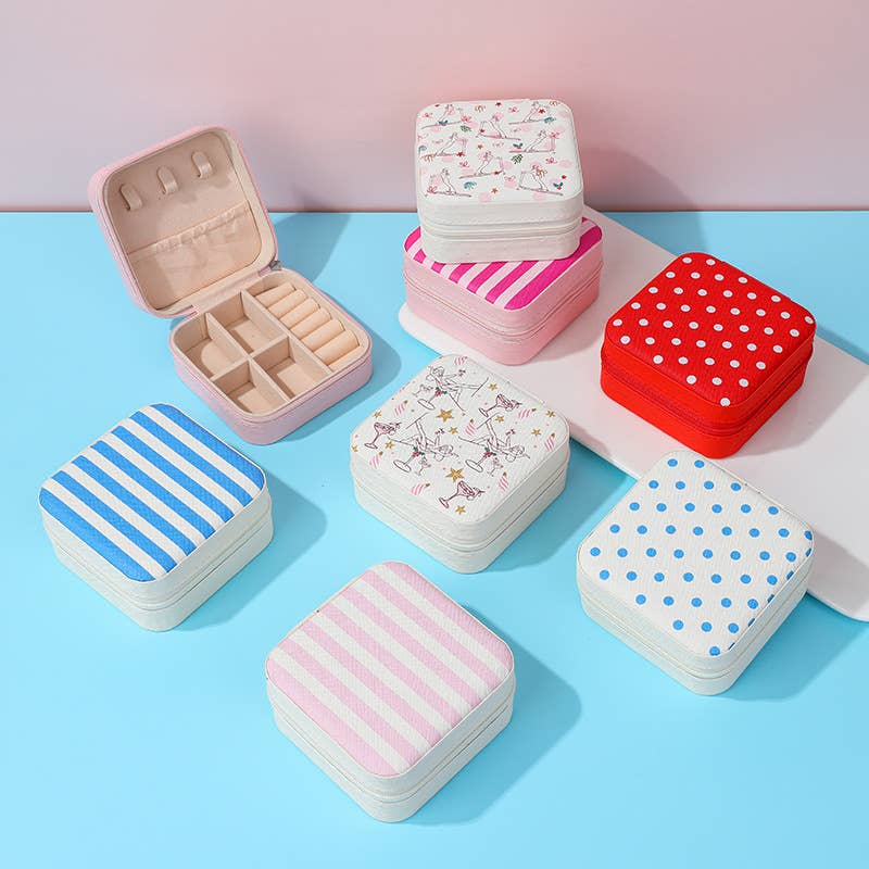 DESIGNED JEWELRY ORGANIZER TRAVEL BOX CASE | 40P566: POLKA DOT GREEN
