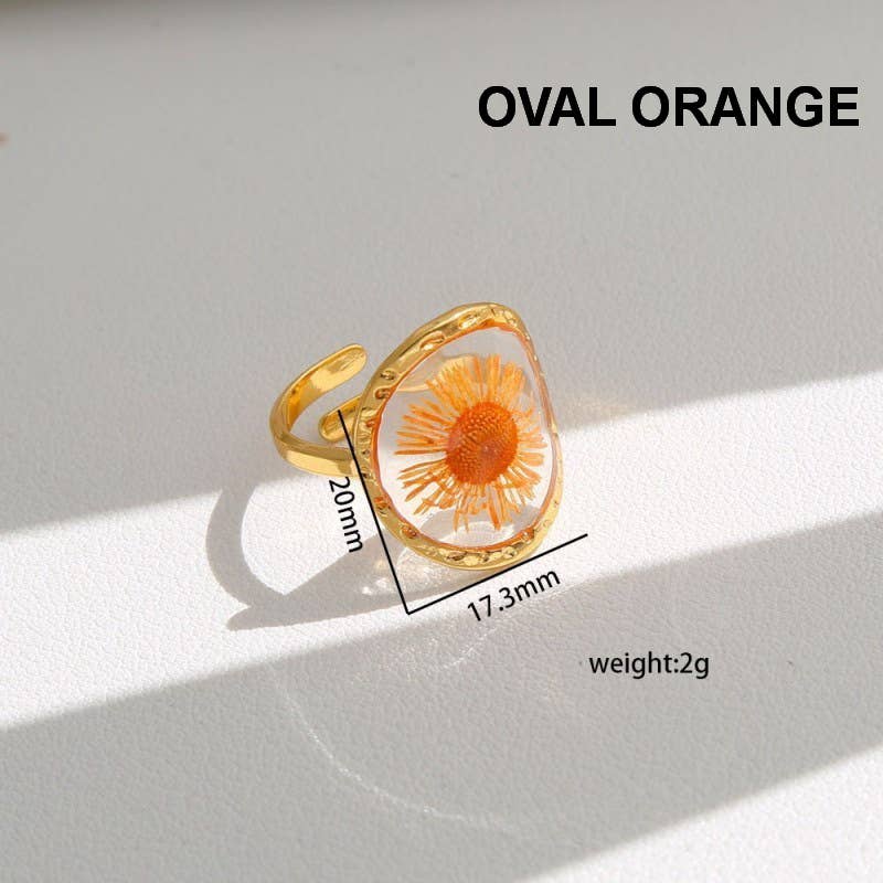 18K STAINLESS STEEL TARNISH FREE FLORAL RINGS | 40R104: HEART APRICOT