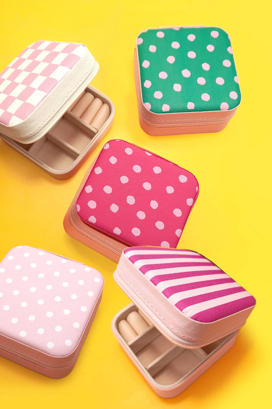 DESIGNED JEWELRY ORGANIZER TRAVEL BOX CASE | 40P566: POLKA DOT GREEN