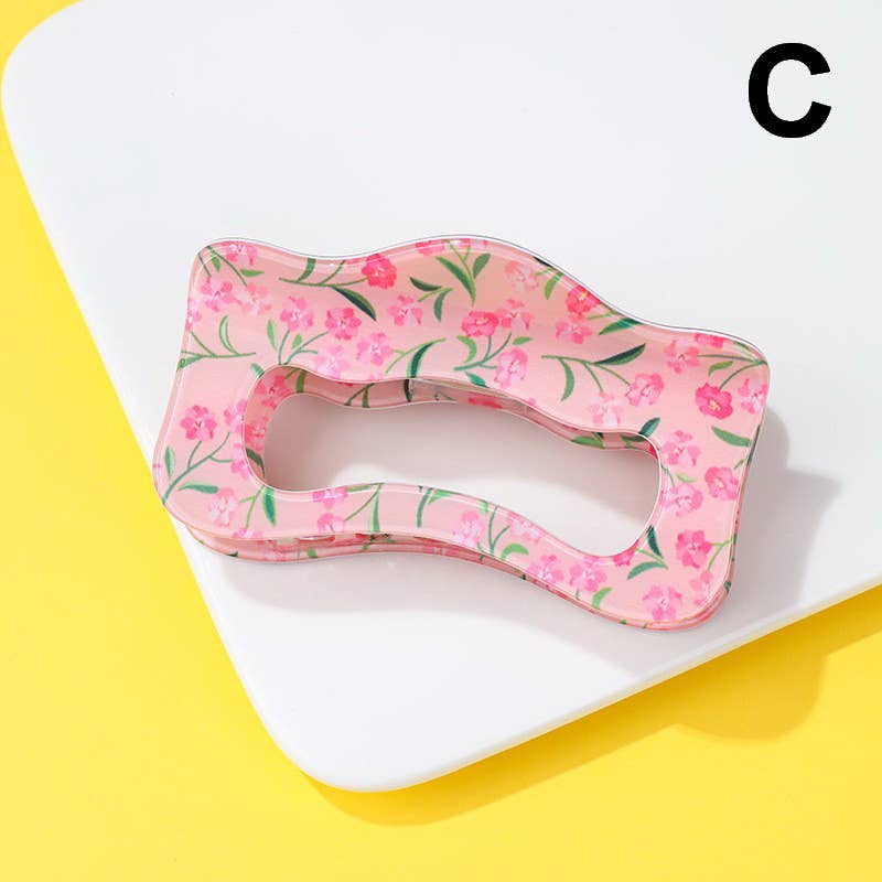 Floral Waivy Silhouette Hair Claw Clip | 40H1109: B