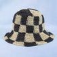 Straw Braided Checkered Bucket Hat: BE