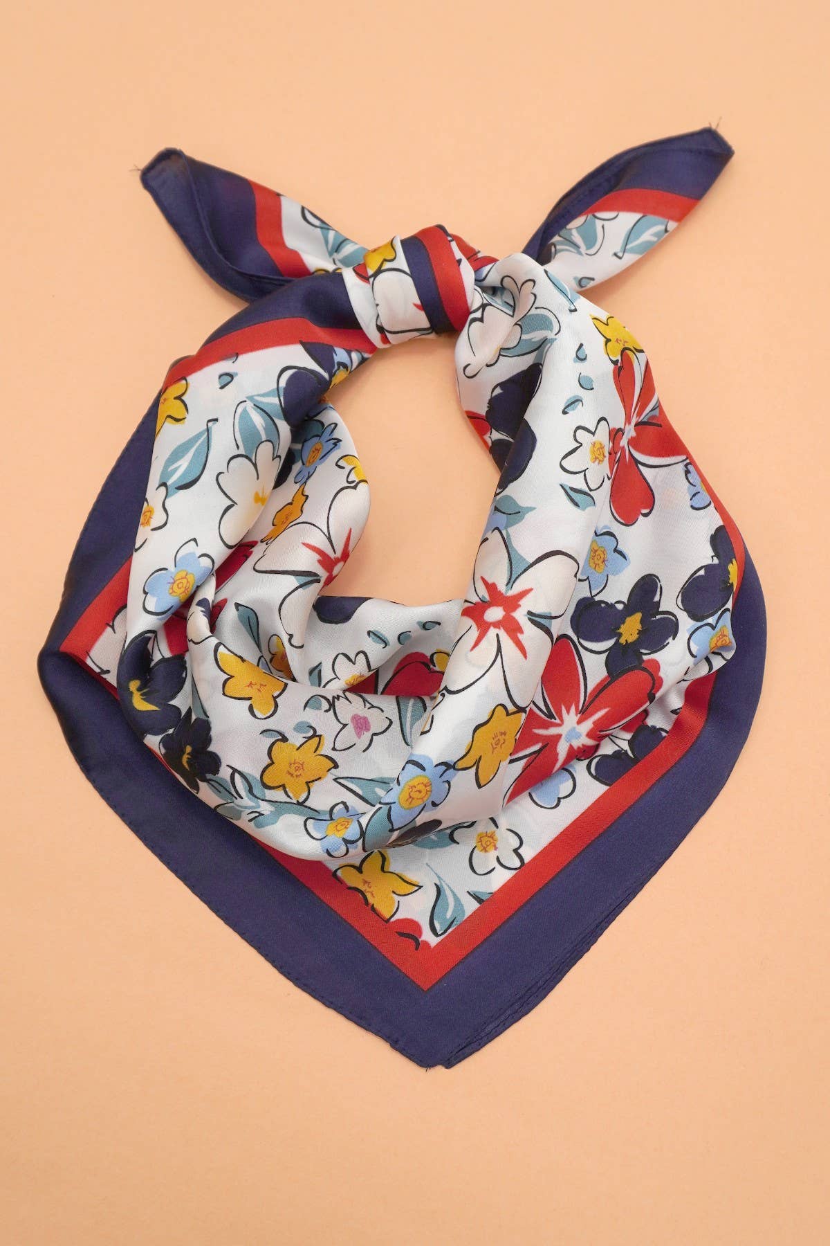 LARGE FLORAL PRINT BANDANA SCARF | 40SC652: NAVY
