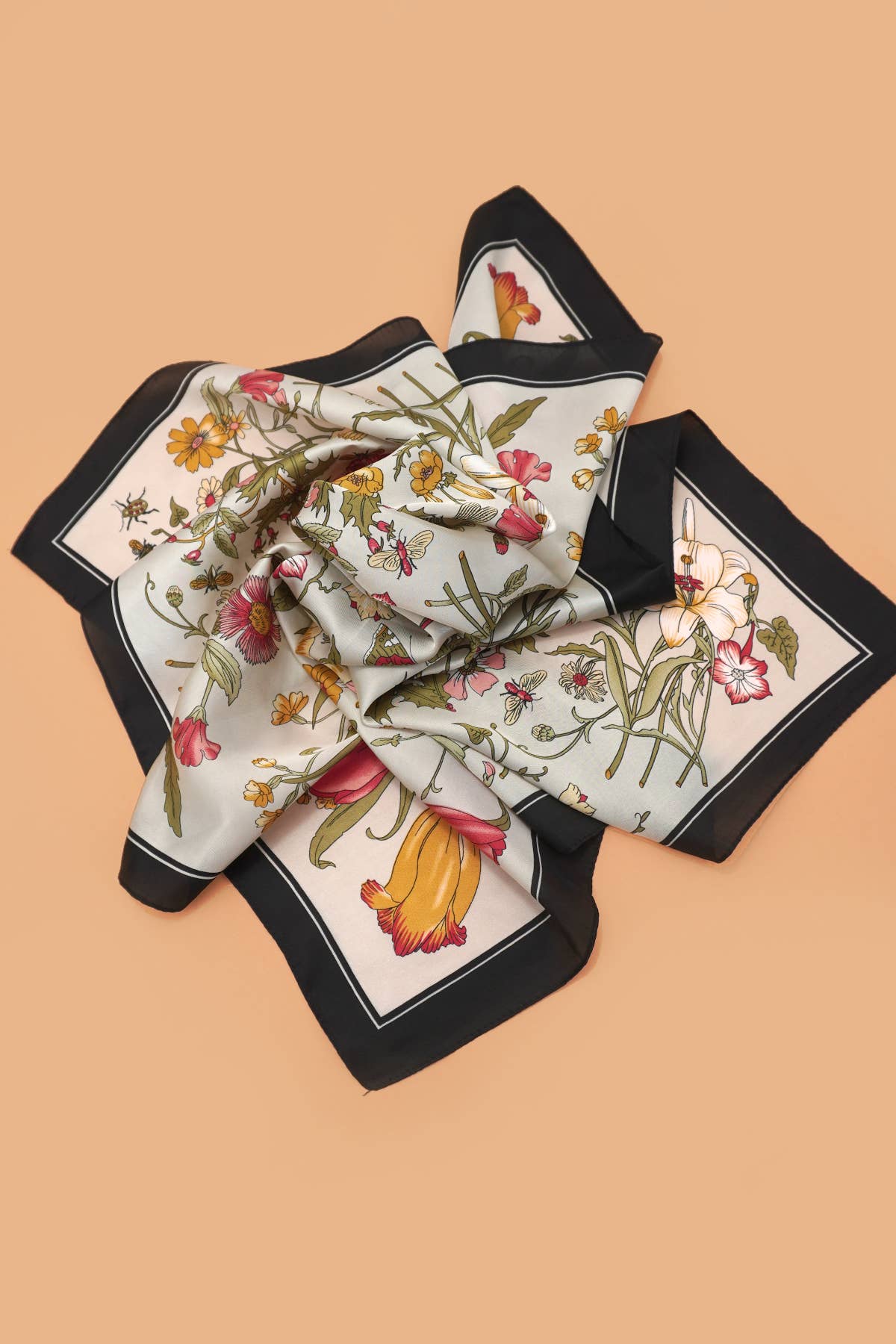 LARGE FLORAL PRINT BANDANA SCARF | 40SC655: NAVY