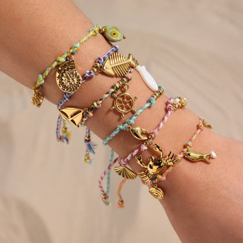 18K STAINLESS STEEL CORDED CHARM BRACELET | 40B5191: LIME