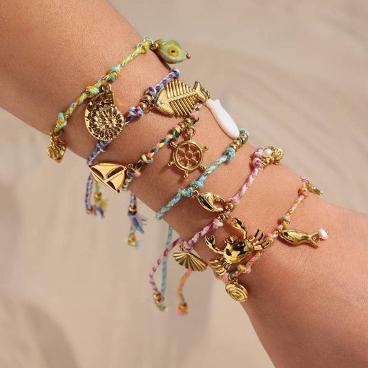 18K STAINLESS STEEL CORDED CHARM BRACELET | 40B5191: LIME