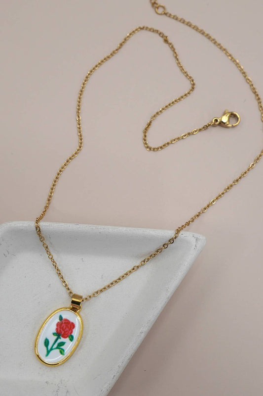 18K Stainless Steel Tarnish Free Waterproof Neck | 40NK9503: OVAL