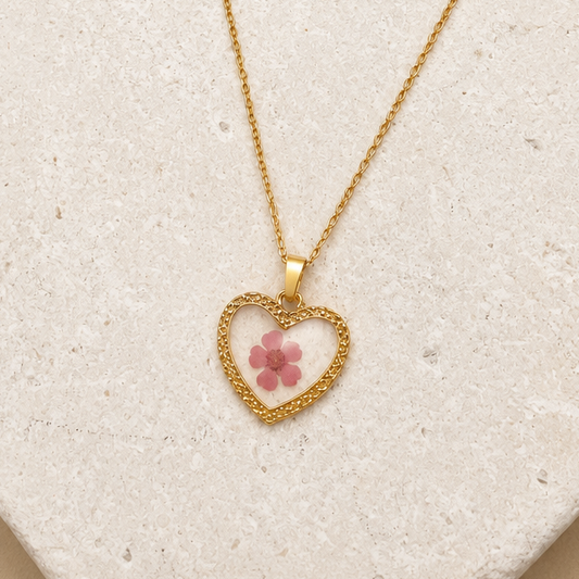 18K STAINLESS STEEL TARNISH FREE FLOWER NECKLACE | 40NK9526: Heart