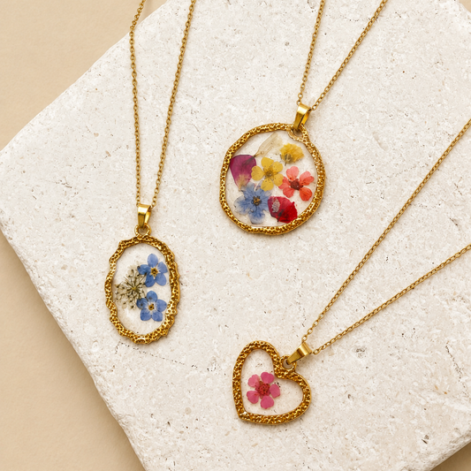 18K STAINLESS STEEL TARNISH FREE FLOWER NECKLACE | 40NK9526: Round