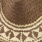 Aztec Patterned Brim Two Tone Straw Cowboy Hat: BR