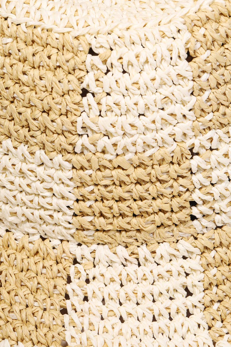 Straw Braided Checkered Bucket Hat: OR