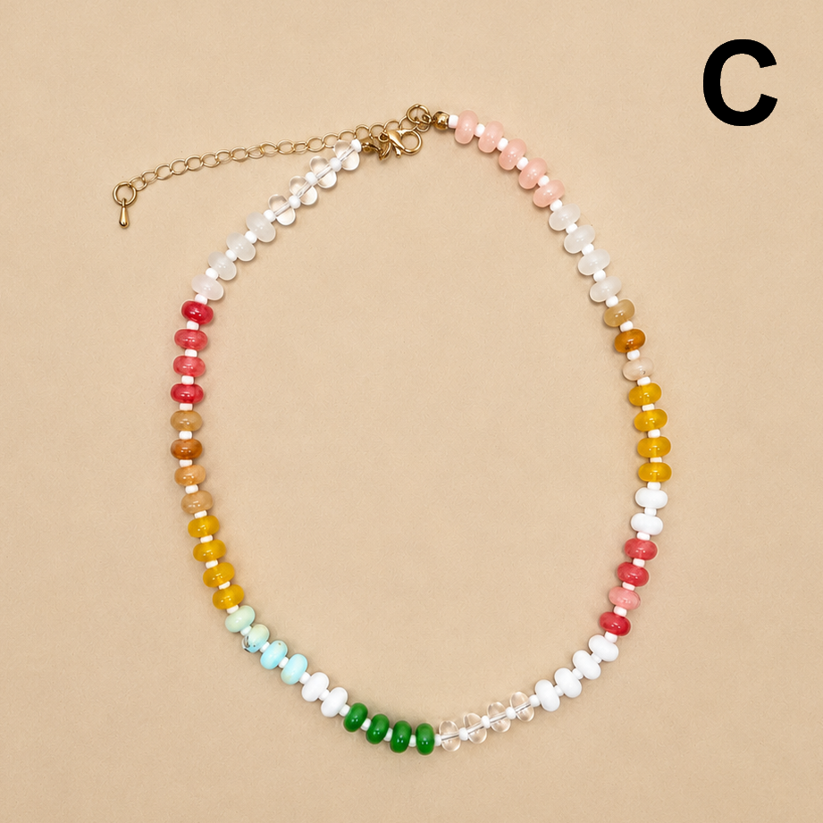 Natural Stone Semi-Precious Glass Mixed Necklace | 40NK9694: A