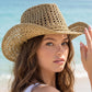 Seagrass Crochet Weave Cowboy Hat With Cord Band: NA