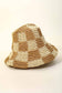 Straw Braided Checkered Bucket Hat: OR