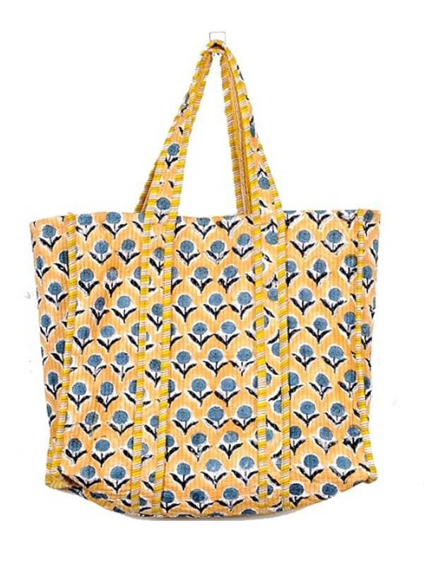 Organic Reversible Quilted Tote Bag | 40P575: NAVY