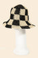 Straw Braided Checkered Bucket Hat: OR