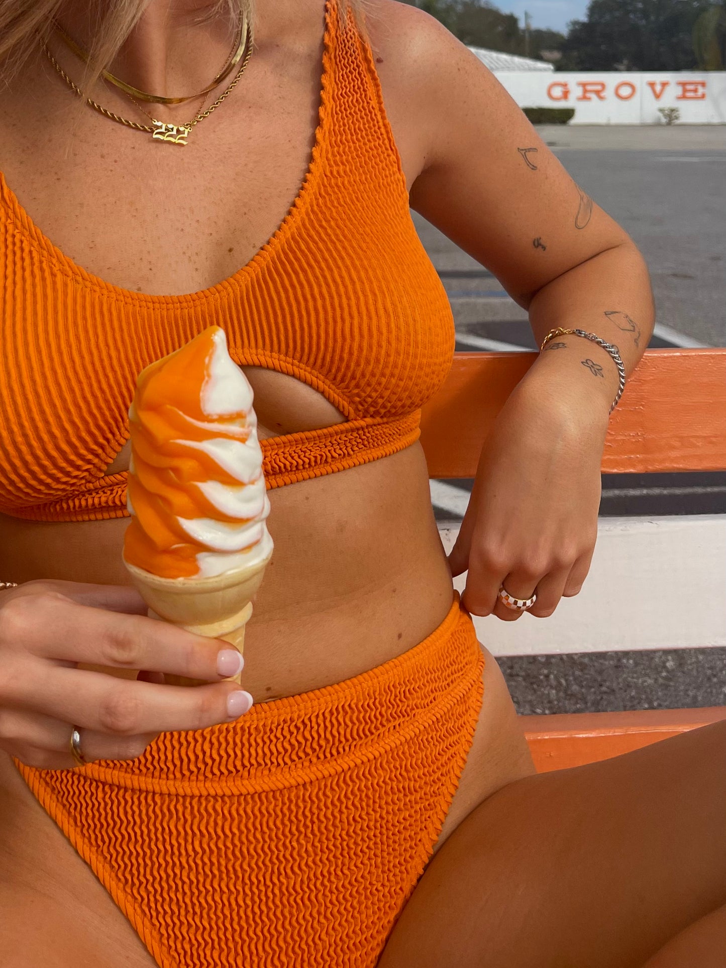 Janelle bikini bottom in Clementine, LOKAL one/size swimwear, photo 1 of 3