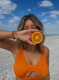 Alix bikini top in Clementine, LOKAL one/size swimwear, photo 1 of 4
